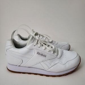REEBOK Classic Triple White Sneakers Womens 11 Ortholite Comfort Leather Shoes